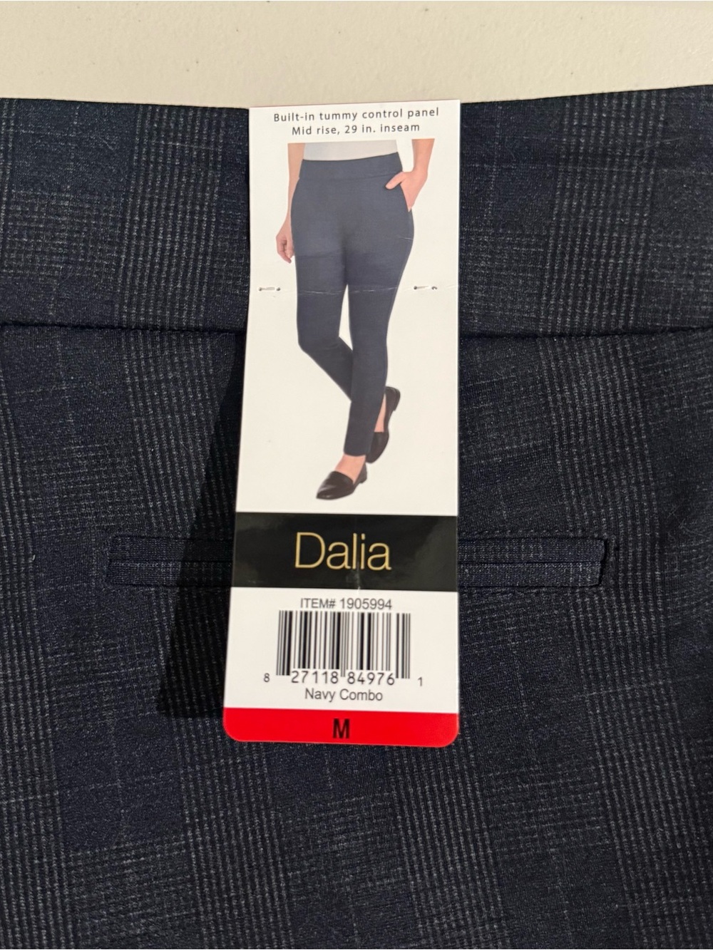 Dalia Women’s Pull On Ponte Pant, Mid Rise, Tummy Control Panel, Navy Combo Med